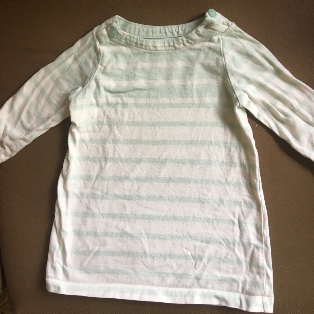 Baby Gap 6-12mo white/mint stripe ls tunic